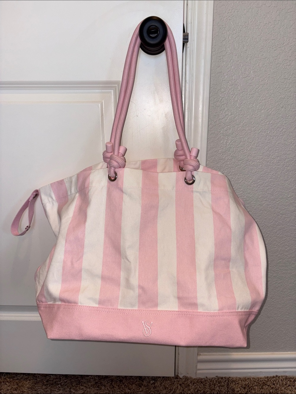 Victoria's Secret Heritage Striped Canvas Tote NEW - Picture 1 of 5